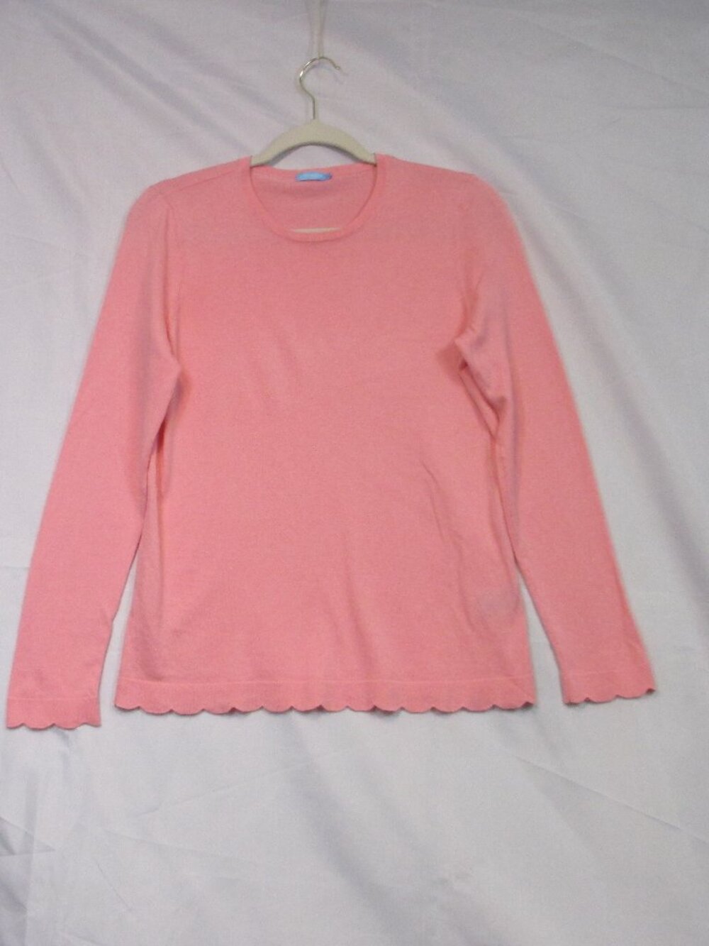 J. McLaughlin Women’s Cotton Blend Scallop Edge Crew Neck Thin Sweater Size S
